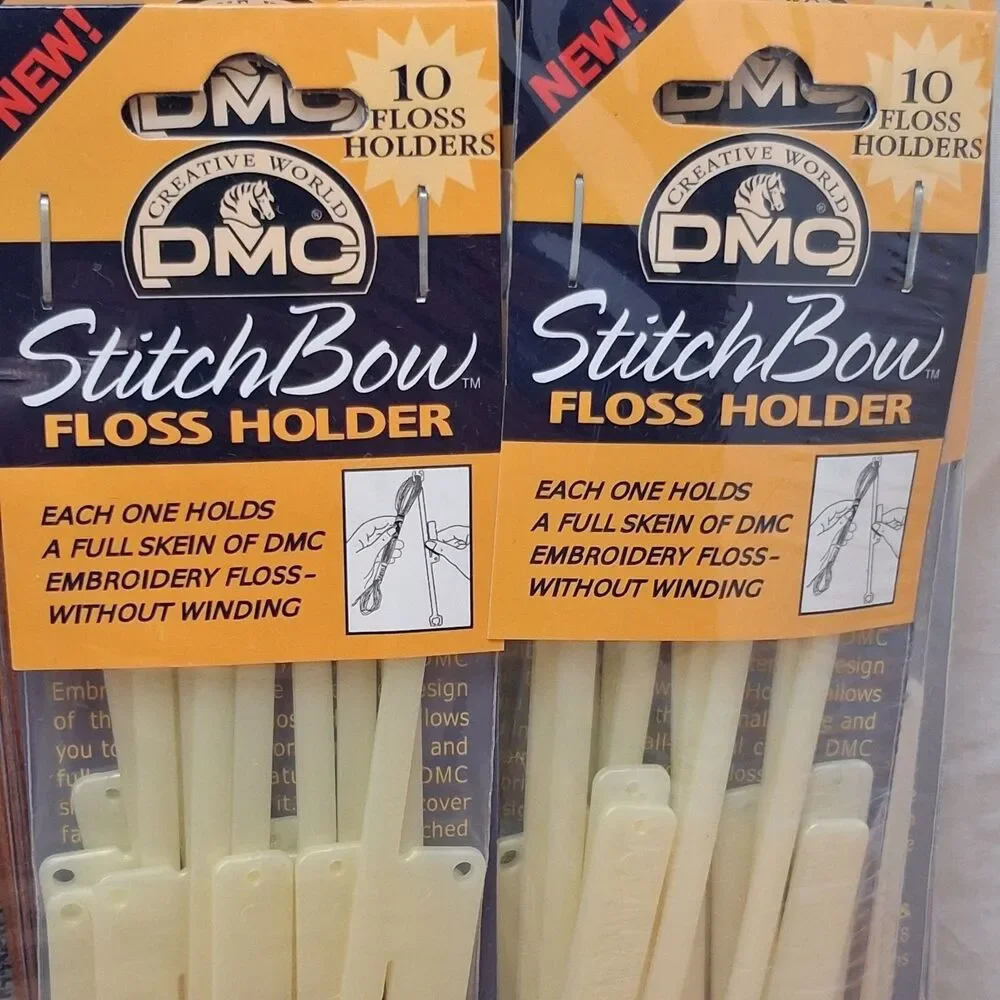 DMC Cross Stitch w/60 Bow Floss Holders 2 Inserts Embroidery Organizer Needles